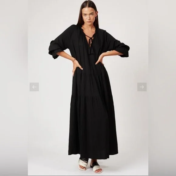 NWT Silk & Salt 100% Cotton BOHO Oversized MAXI Dusty Rose Bohemian Dress Med - Picture 13 of 14